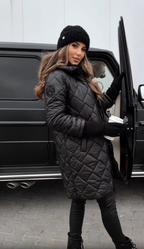 Quilted Puffer Coat Longline Hooded Women's Pink – Casual, Office, Holiday, Winter Gift