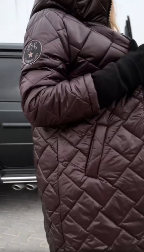 Quilted Puffer Coat Longline Hooded Women's Pink – Casual, Office, Holiday, Winter Gift