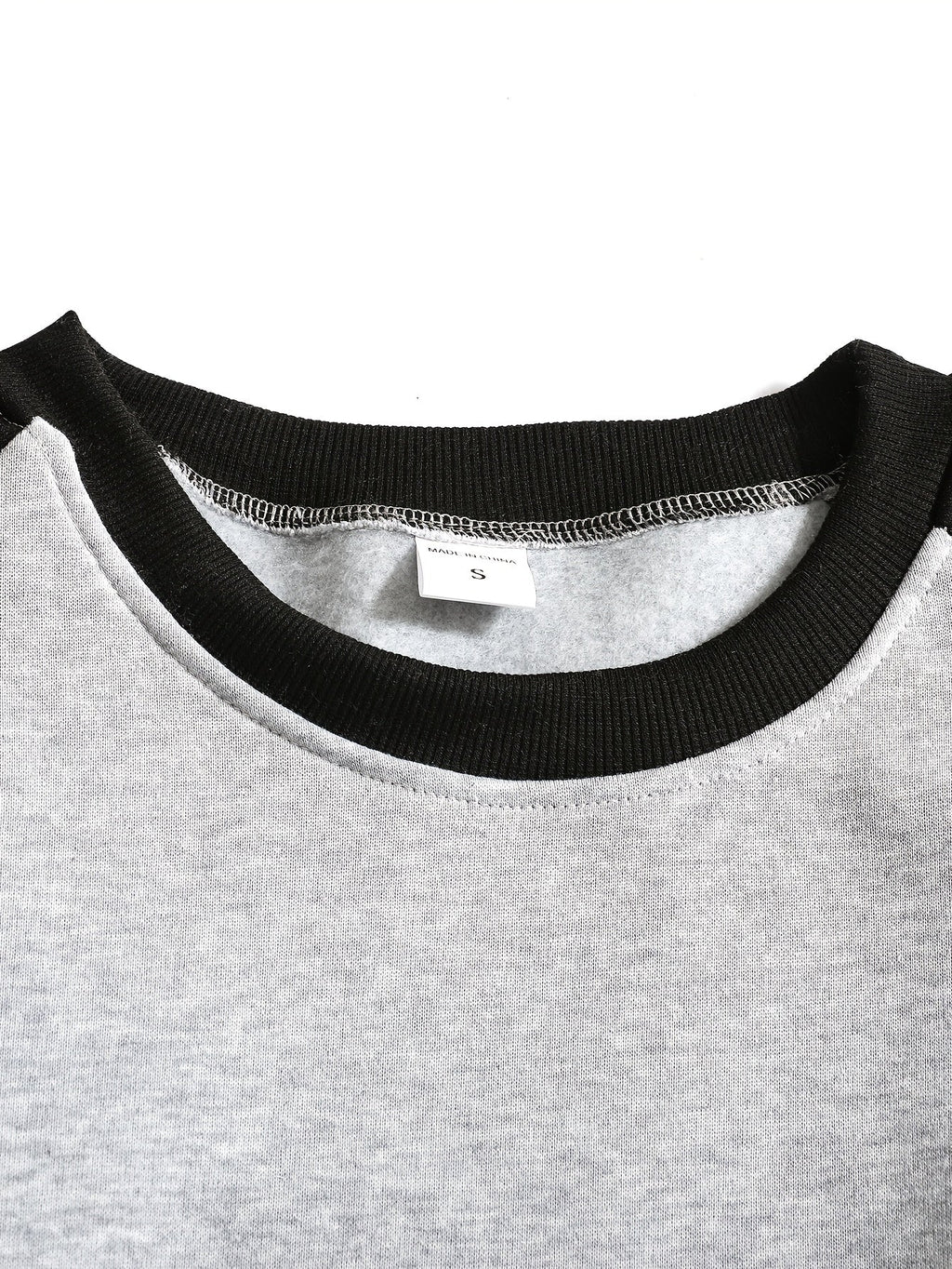 Raglan Crew Neck Sweatshirt Grey Black Colour Block Men's – Casual, Office, Holiday, Gift