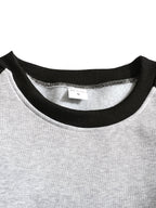 Raglan Crew Neck Sweatshirt Grey Black Colour Block Men's – Casual, Office, Holiday, Gift