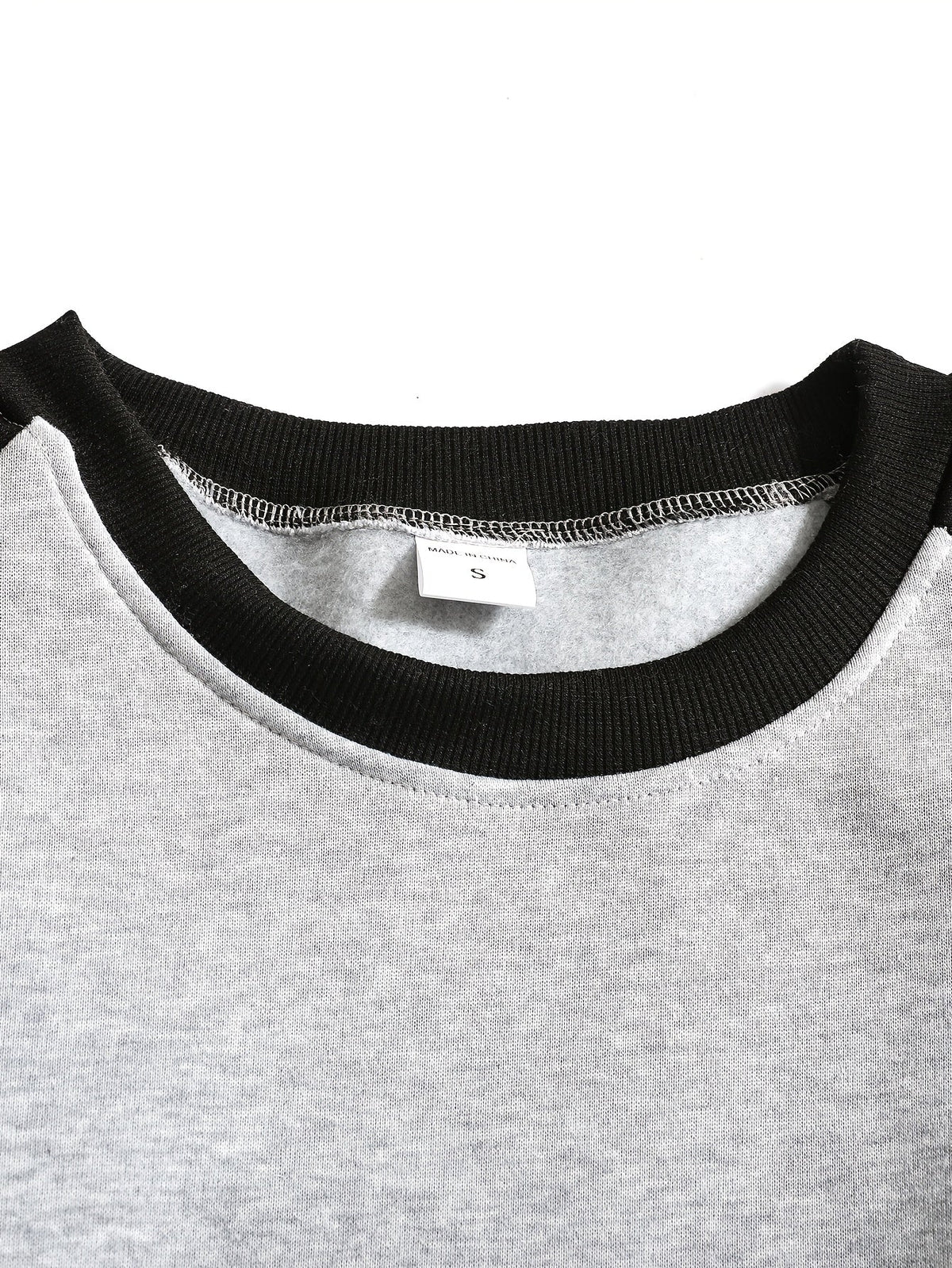 Raglan Crew Neck Sweatshirt Grey Black Colour Block Men's – Casual, Office, Holiday, Gift