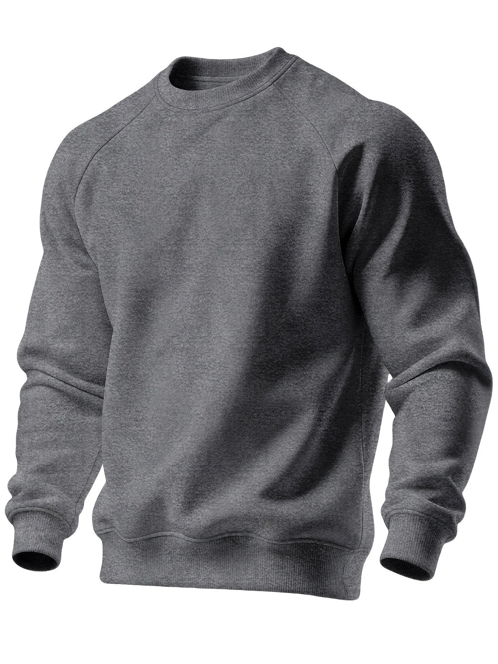 Raglan Crew Neck Sweatshirt Grey Black Colour Block Men's – Casual, Office, Holiday, Gift