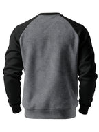 Raglan Crew Neck Sweatshirt Grey Black Colour Block Men's – Casual, Office, Holiday, Gift