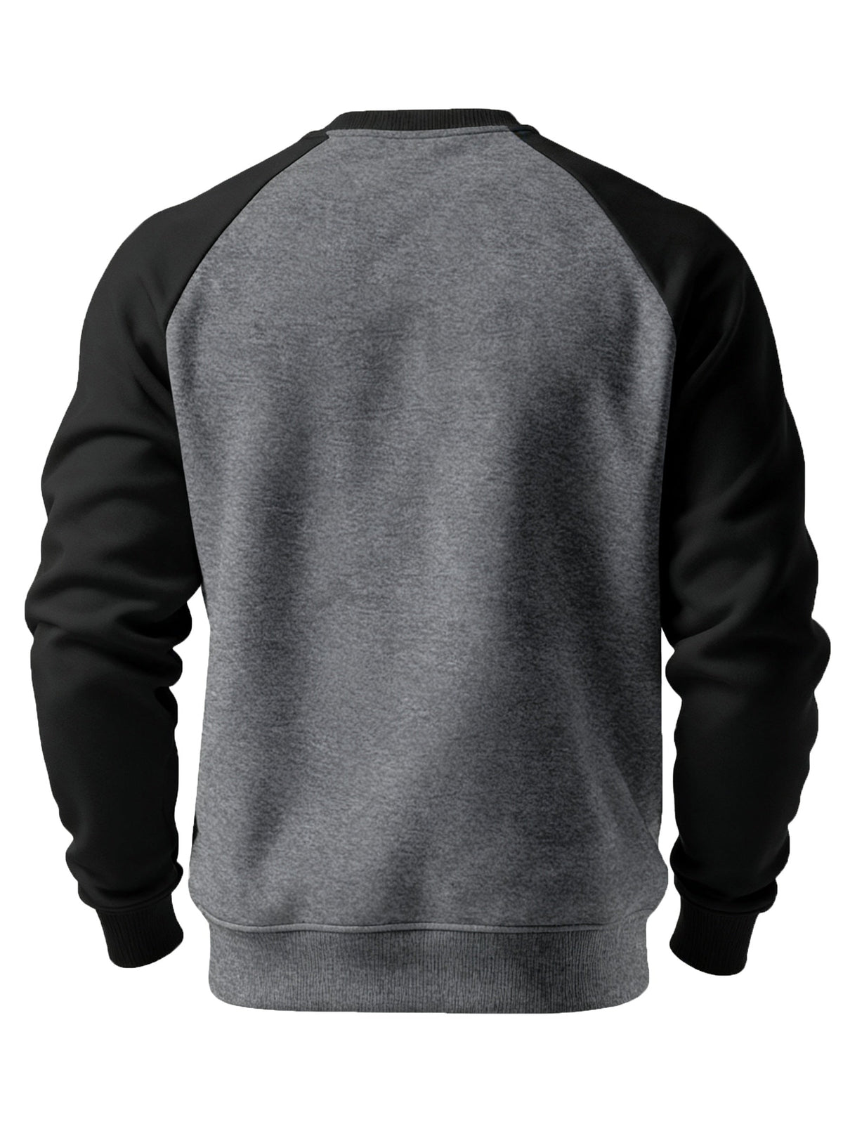 Raglan Crew Neck Sweatshirt Grey Black Colour Block Men's – Casual, Office, Holiday, Gift