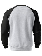 Raglan Crew Neck Sweatshirt Grey Black Colour Block Men's – Casual, Office, Holiday, Gift