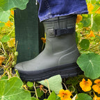 Rain Boots Rubber Fur-Lined Mid-Calf Wellies Men's Green – Garden, Outdoor, Winter Wear