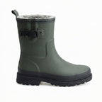 Rain Boots Rubber Fur-Lined Mid-Calf Wellies Men's Green – Garden, Outdoor, Winter Wear