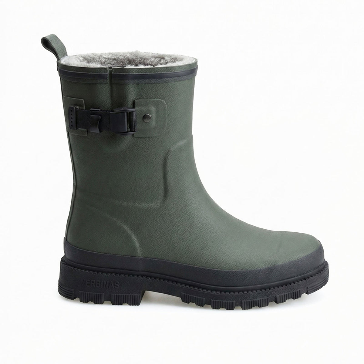 Rain Boots Rubber Fur-Lined Mid-Calf Wellies Men's Green – Garden, Outdoor, Winter Wear