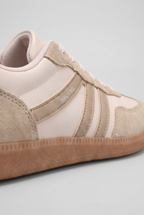 Retro Trainers Beige Suede Gum Sole Lace-Up Women's – Casual, Everyday Walking Shoes