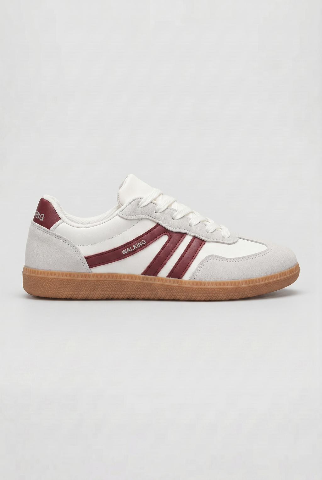 Retro Trainers Beige Suede Gum Sole Lace-Up Women's – Casual, Everyday Walking Shoes