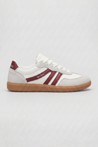 Retro Trainers Beige Suede Gum Sole Lace-Up Women's – Casual, Everyday Walking Shoes