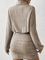 Ribbed Bodycon Mini Dress Long Sleeve Ruched Women's – Casual, Office, Holiday, Gift