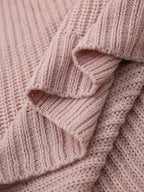 Ribbed Knit Sweater Dress Women's Oversized Half-Turtleneck Long Sleeve Grey – Casual, Winter, Everyday