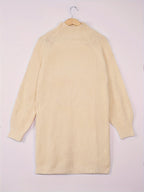 Ribbed Knit Sweater Dress Women's Oversized Half-Turtleneck Long Sleeve Grey – Casual, Winter, Everyday