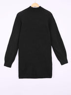 Ribbed Knit Sweater Dress Women's Oversized Half-Turtleneck Long Sleeve Grey – Casual, Winter, Everyday