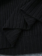 Ribbed Knit Sweater Dress Women's Oversized Half-Turtleneck Long Sleeve Grey – Casual, Winter, Everyday