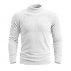 Ribbed Mock Neck Jumper Men's Long Sleeve Slim Fit Knit Top Green – Casual, Office