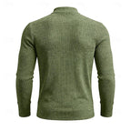 Ribbed Mock Neck Jumper Men's Long Sleeve Slim Fit Knit Top Green – Casual, Office