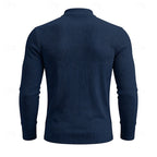 Ribbed Mock Neck Jumper Men's Long Sleeve Slim Fit Knit Top Green – Casual, Office