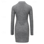 Ribbed Sweater Dress Turtleneck Long Sleeve Bodycon Women's – Casual, Office, Holiday, Gift