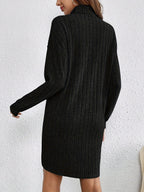 Ribbed Sweater Dress Women's Long Sleeve Knit Bodycon Mini – Casual, Office, Holiday, Gift