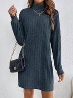Ribbed Sweater Dress Women's Long Sleeve Knit Bodycon Mini – Casual, Office, Holiday, Gift