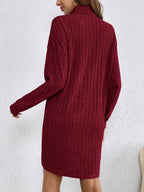 Ribbed Sweater Dress Women's Long Sleeve Knit Bodycon Mini – Casual, Office, Holiday, Gift