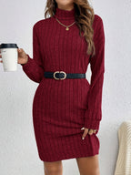 Ribbed Sweater Dress Women's Long Sleeve Knit Bodycon Mini – Casual, Office, Holiday, Gift