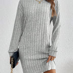Ribbed Sweater Dress Women's Long Sleeve Knit Bodycon Mini – Casual, Office, Holiday, Gift