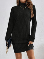 Ribbed Sweater Dress Women's Long Sleeve Knit Bodycon Mini – Casual, Office, Holiday, Gift