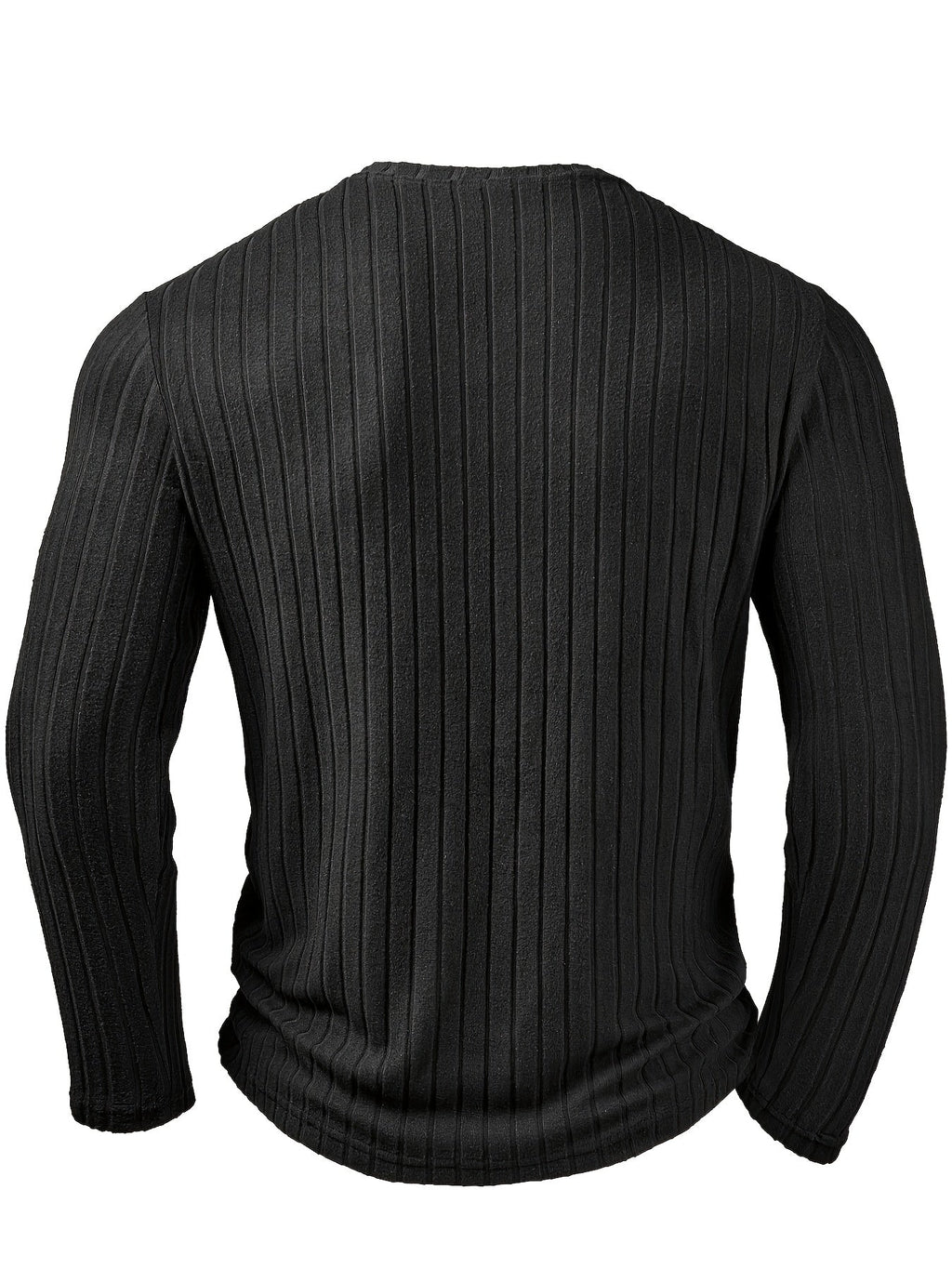 Ribbed V-Neck Jumper Long Sleeve Men's Knitted Top Black – Casual, Office, Holiday, Gift