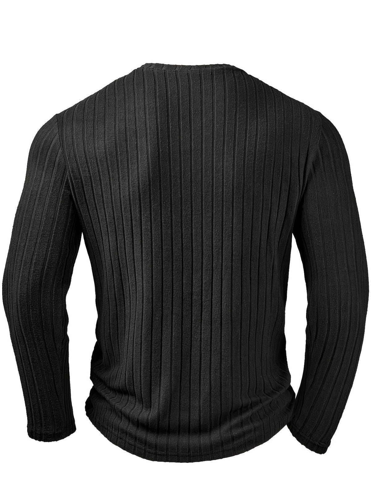 Ribbed V-Neck Jumper Long Sleeve Men's Knitted Top Black – Casual, Office, Holiday, Gift