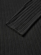 Ribbed V-Neck Jumper Long Sleeve Men's Knitted Top Black – Casual, Office, Holiday, Gift