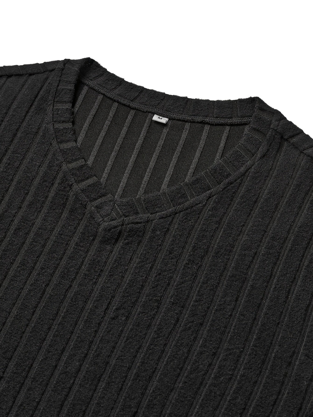 Ribbed V-Neck Jumper Long Sleeve Men's Knitted Top Black – Casual, Office, Holiday, Gift