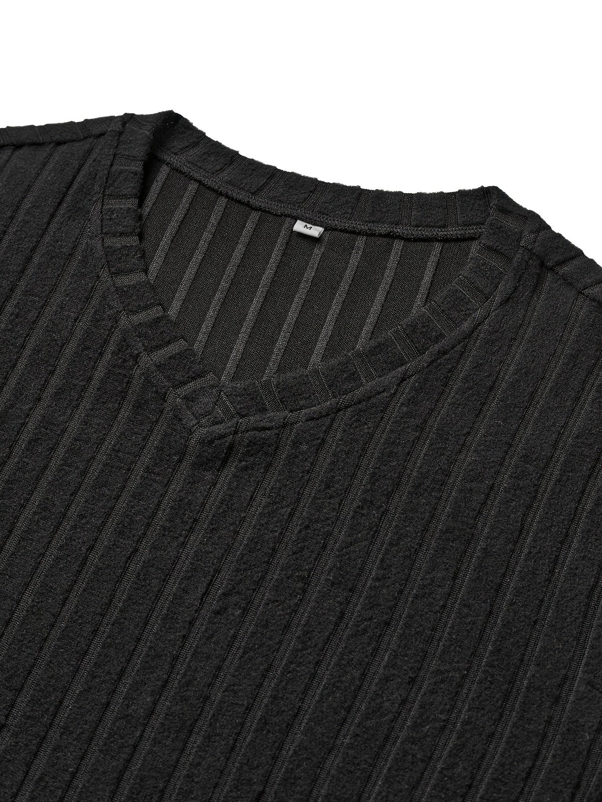 Ribbed V-Neck Jumper Long Sleeve Men's Knitted Top Black – Casual, Office, Holiday, Gift