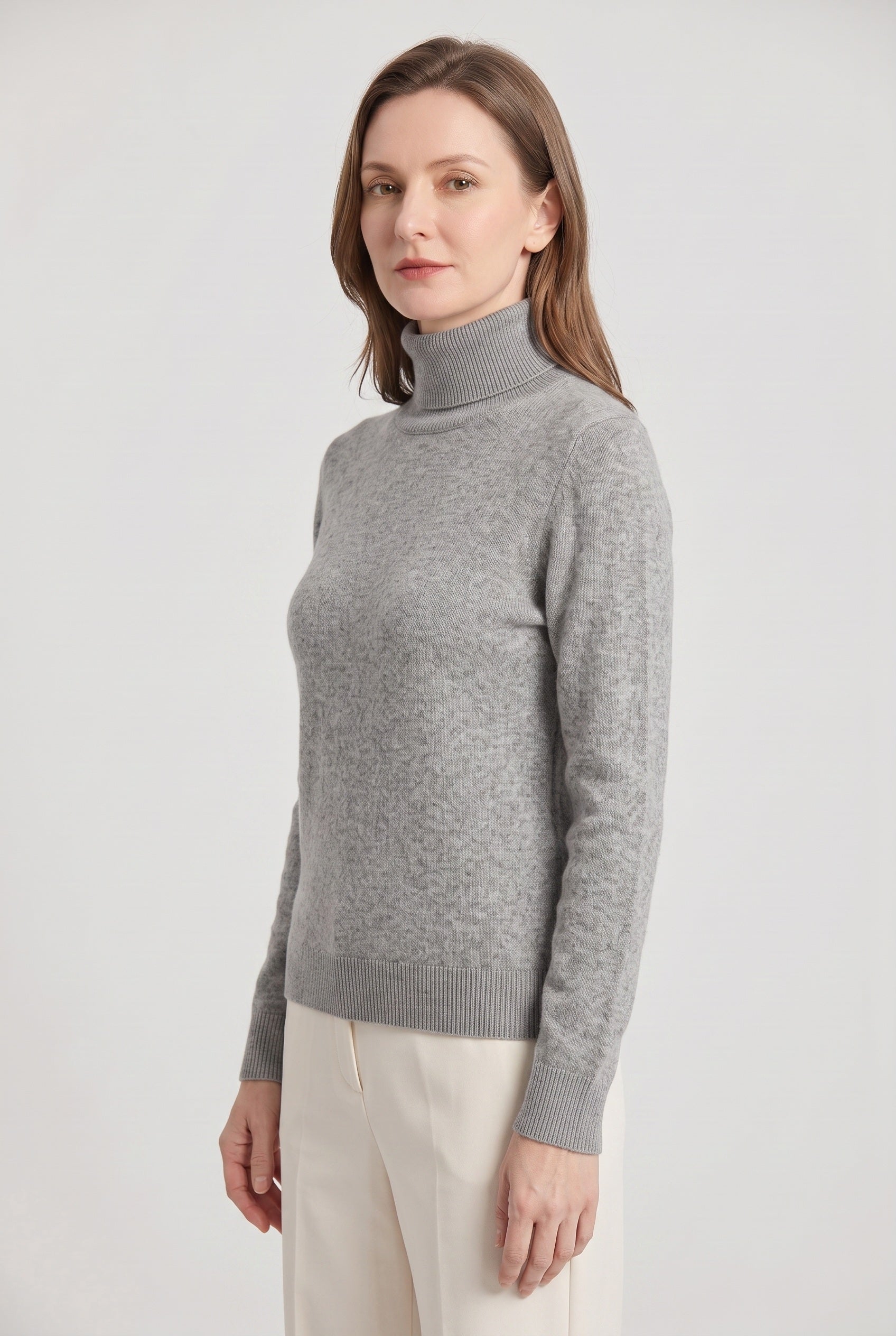 Roll Neck Jumper Knit Black Women's Ribbed Trim Long Sleeve – Casual, Office · Werune