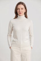 Roll Neck Jumper Knit Black Women's Ribbed Trim Long Sleeve – Casual, Office · Werune