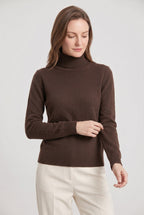 Roll Neck Jumper Knit Black Women's Ribbed Trim Long Sleeve – Casual, Office · Werune