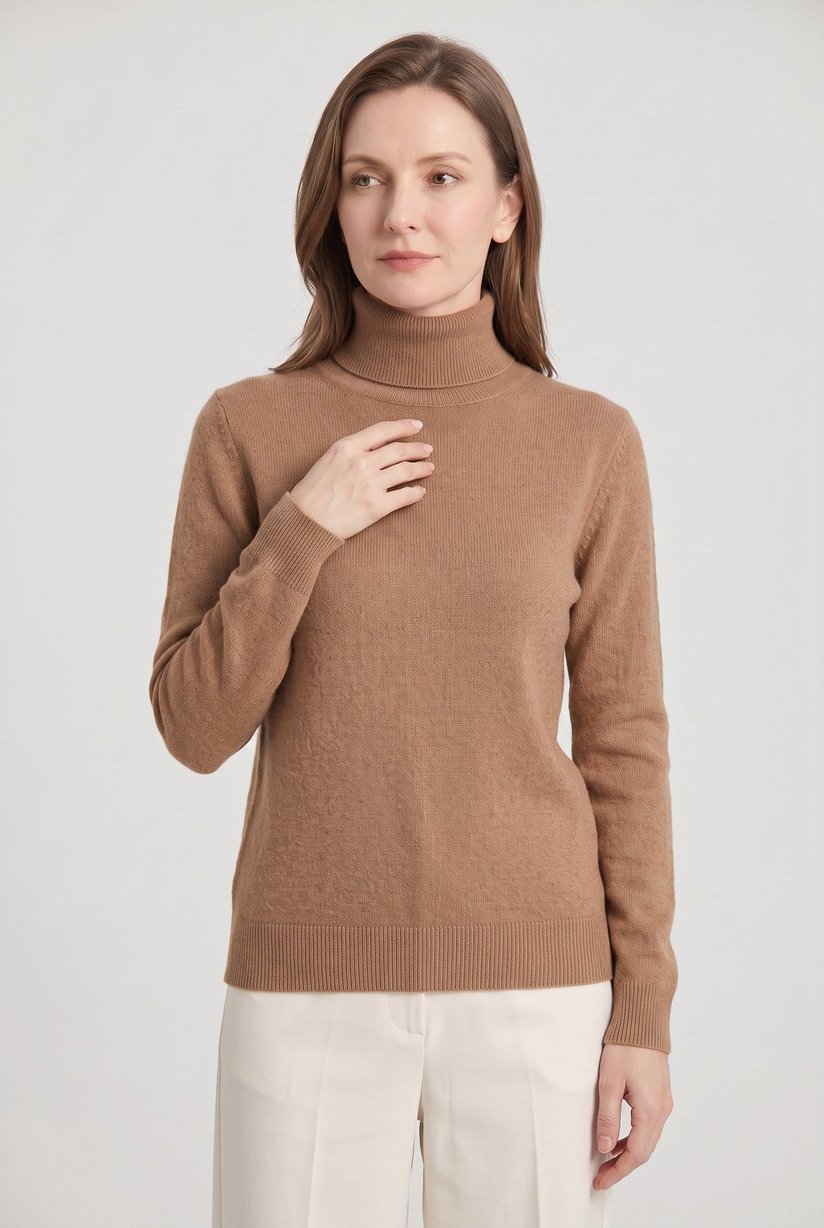 Roll Neck Jumper Knit Black Women's Ribbed Trim Long Sleeve – Casual, Office · Werune