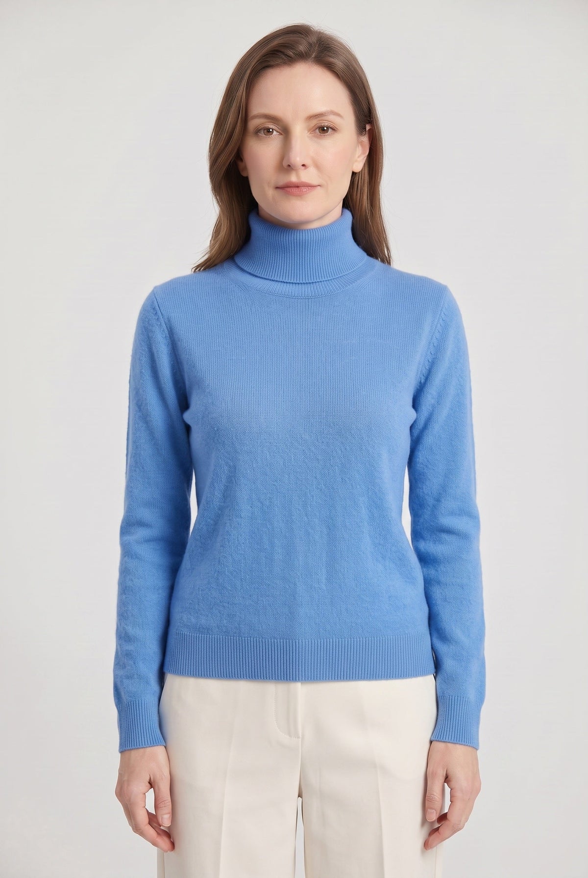 Roll Neck Jumper Knit Black Women's Ribbed Trim Long Sleeve – Casual, Office · Werune
