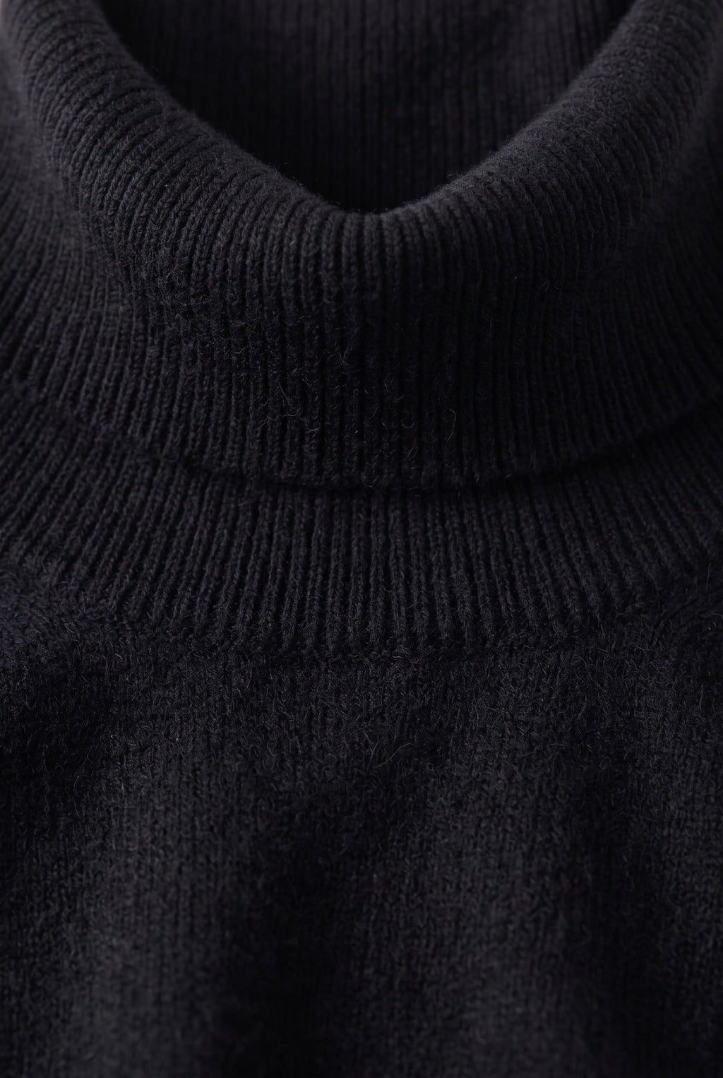 Roll Neck Jumper Knit Black Women's Ribbed Trim Long Sleeve – Casual, Office · Werune
