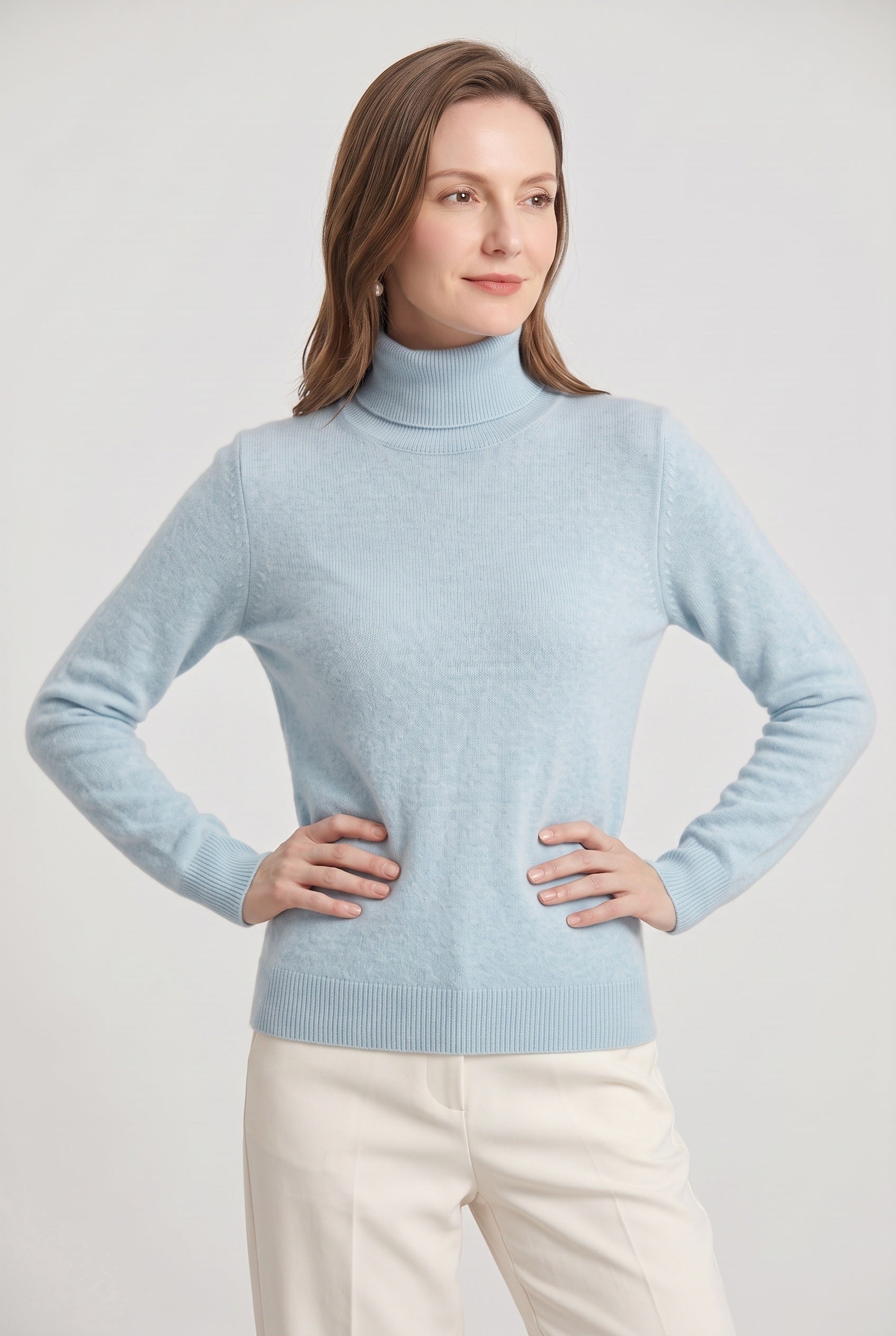 Roll Neck Jumper Knit Black Women's Ribbed Trim Long Sleeve – Casual, Office · Werune
