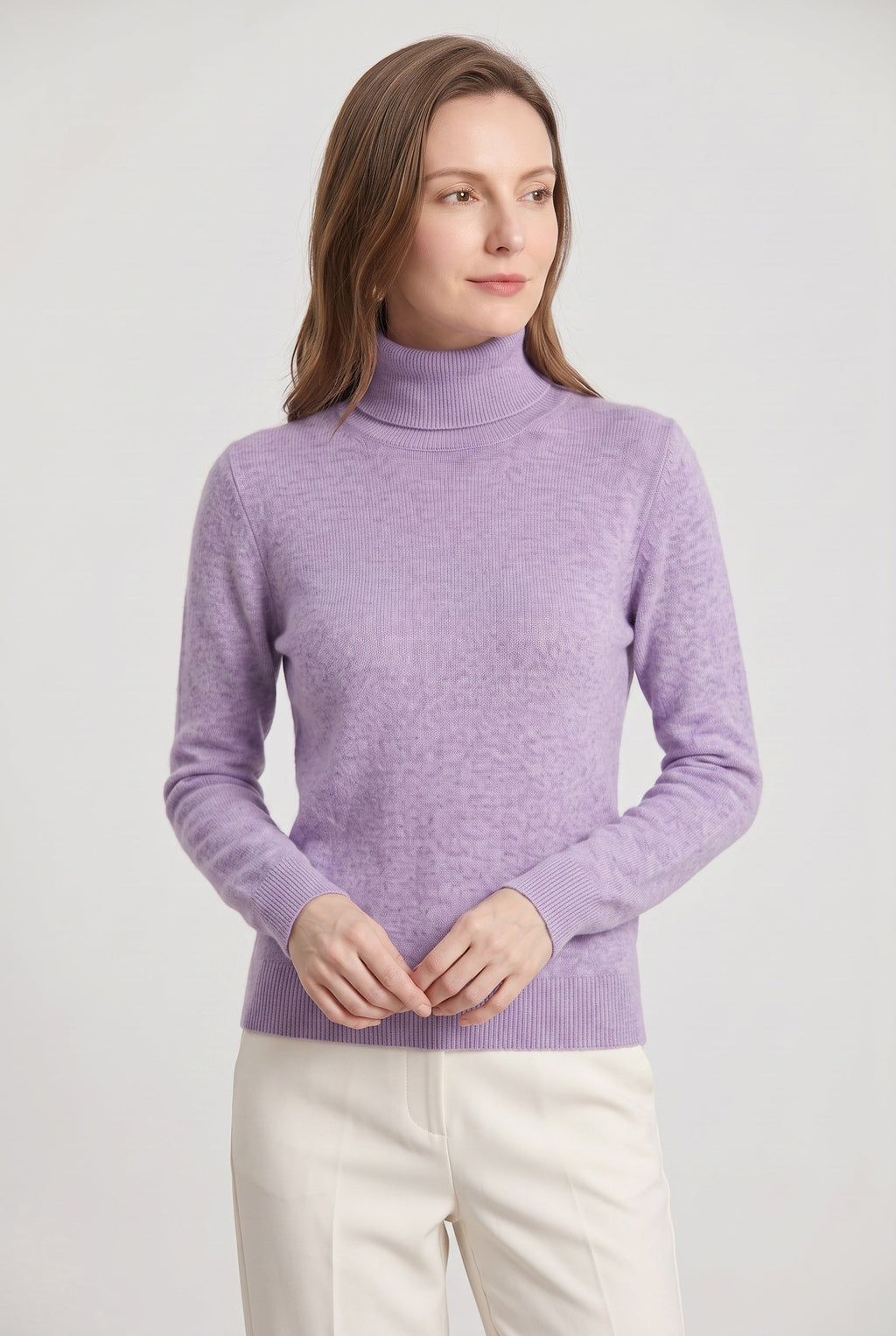 Roll Neck Jumper Knit Black Women's Ribbed Trim Long Sleeve – Casual, Office · Werune