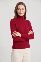 Roll Neck Jumper Knit Black Women's Ribbed Trim Long Sleeve – Casual, Office · Werune