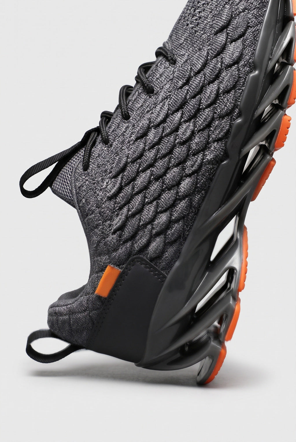 Running Trainers Men's Grey Orange Knit Blade Sole – Home Gym, Running, Training, Outdoor