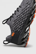 Running Trainers Men's Grey Orange Knit Blade Sole – Home Gym, Running, Training, Outdoor
