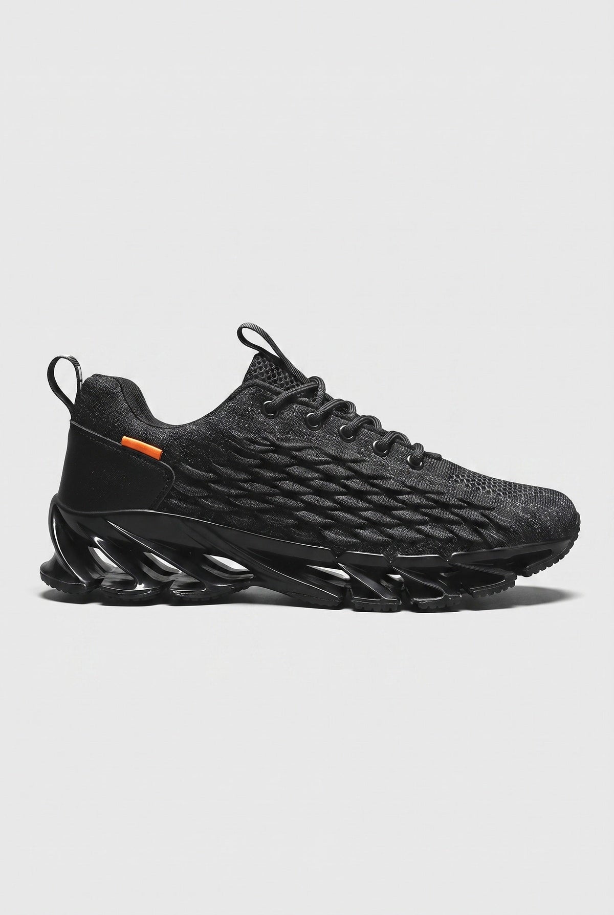 Running Trainers Men's Grey Orange Knit Blade Sole – Home Gym, Running, Training, Outdoor