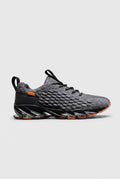 Running Trainers Men's Grey Orange Knit Blade Sole – Home Gym, Running, Training, Outdoor