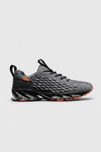 Running Trainers Men's Grey Orange Knit Blade Sole – Home Gym, Running, Training, Outdoor