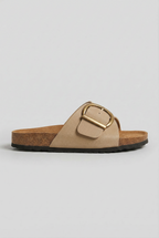 Sandals Black Buckle Strap Women's Cork Footbed Slides – Casual, Holiday, Everyday Comfort